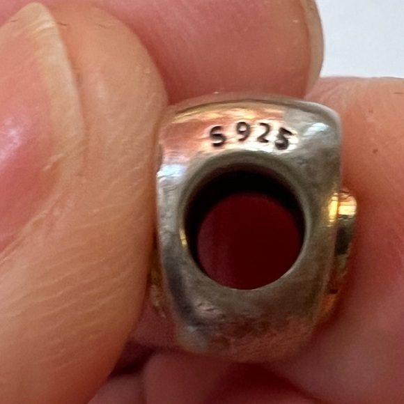 925 Sterling Silver double heart Pandora style charm - Picture 2 of 3